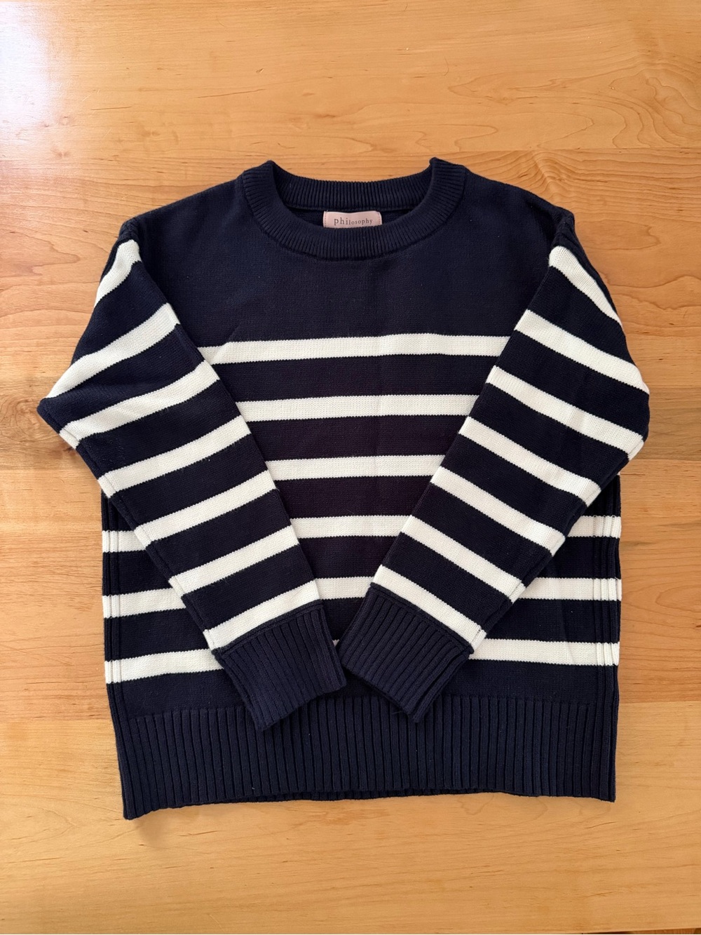 Philosophy Navy & White Striped Crewneck Sweater